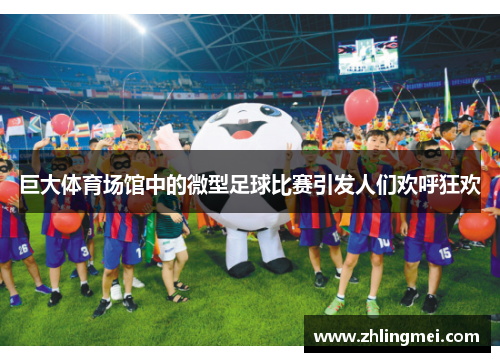 巨大体育场馆中的微型足球比赛引发人们欢呼狂欢